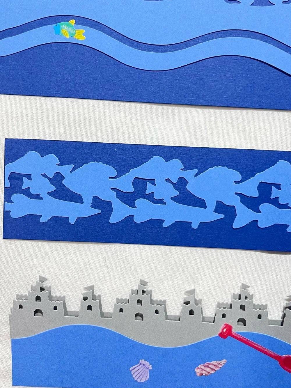 Nautical Beach Border Trim with Dolphins, Sailboats and Sandcastle Motifs - Picture 3 of 5